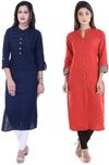 Stylum Casual Solid Women Kurti(Pack of 2, Multicolor)