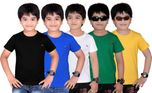 Dongli Boys Solid T Shirt(Multicolor, Pack of 5)