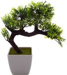 Hyperbole Bonsai Artificial Plant  with Pot(20 cm, Green)