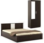 Spacewood Engineered Wood Bed + Wardrobe(Finish Color - vermount)