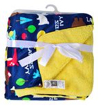 Baby Bucket Baby Velvet Fleece Double Layer Blanket Printed (Blue And Yellow)