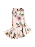 CUTECUMBER Girls Cream-Coloured Floral Print Trumpet Midi Skirt
