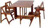 HomeTown Compact Folding Solid Wood 4 Seater Dining Set(Finish Color - Walnut)