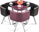 Durian NEON Glass 4 Seater Dining Set(Finish Color - Purple/Black)