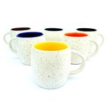 La Lady Store-Dholak Shape Marble Finish Multicolor Tea/Coffee Cups 150 ml Set of 6 Pcs (Microwave safe)