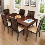 The Attic Solid Wood 6 Seater Dining Set(Finish Color - Walnut)