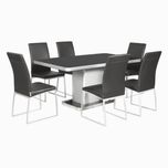 Godrej Interio Neo & Novice Dining Set Glass 6 Seater Dining Set(Finish Color - Black::Silver)