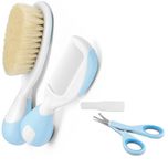 Chicco Baby Grooming Comb & Brush Set With Baby Nail Scissor-Blue