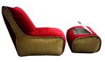 Avioni Bigmo Bean Bags Comfy Stylish Chair XXXL With Matching Foot Rest Without Beans, Cotton-Chenille (Beige And Dark Red)