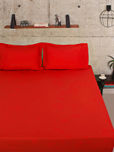 Portico New York Red Cotton 144 TC Double Bedsheet with 2 Pillow Covers
