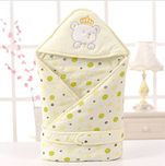 B3Fashion Imported 100% Premium soft Cotton Fabric baby Hooded Blanket - Yellow