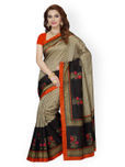 Ishin Beige Printed Bhagalpuri Art Silk Traditional Saree