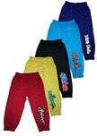 T2F kids Boys Track Pant (Pack of 5) -Red- Black- Violet- Yellow- Blue (5-6 Years)