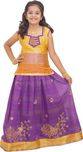 Kanakadara Girls Lehenga Choli Fusion Wear Self Design Lehenga Choli(Multicolor, Pack of 1)