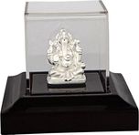 Siri Creations 999 Pure Silver Ganesha Idol with Acralyic Base Decorative Showpiece  -  5 cm(Silver, Silver)
