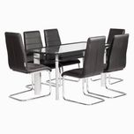 Godrej Interio Glaze & Pluto Dining Set Glass 6 Seater Dining Set(Finish Color - Silver)