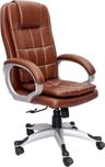VJ Interior Leatherette Office Arm Chair(Brown)
