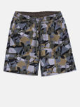 YK Boys Olive Green & Grey Printed Shorts