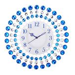 eCraftIndia Premium Diamond Series Analog Iron and Crystal Wall Clock (36 cm x 8 cm x 36 cm, Blue)