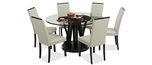 Durian Waldo Six Seater Dining Table Set (Matte Finish, Cappuccino)