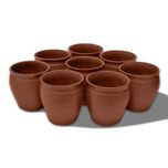 Mc Sid Razz - Earthen Glazed Terracotta Chai (Tea) Handcrafted Studio Pottery Brown Kulhad [ Kullad/Kullar/Cups ] [ Set of 8 ]