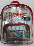 DOMS GO TO SCHOOL STATIONERY KIT (11 PCS IN KIT) WITH TRANSPARENT ZIPPER BAG.