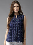 HERE&NOW Women Navy Printed A-Line Top