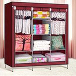 Krishyam FOLDING WARDROBE ALMIRAH NON WOVEN FABRIC A-2 LIGHT AND TRENDY Brown Color