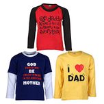 Goodway Pack of 3 Boys Full Sleeve Colour T-Shirts Mom & Dad Theme-3-5-6Years
