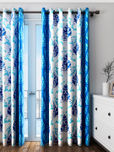 Cortina Off-White & Blue Set of 2 Ethnic Print Room Darkening Door Curtains
