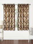 Home Sizzler Brown & Beige Set of 2 Printed Regular Window Curtains