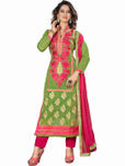 Blissta Green & Pink Embroidered Unstitched Dress Material