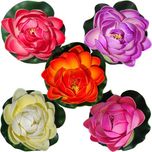 Muhil Floating Lotus Medium Multicolor Assorted Artificial Flower(4 inch, Pack of 5)