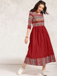 Anouk Women Red Printed A-Line Fusion Kurta