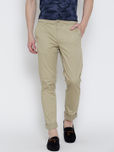 United Colors of Benetton Men Beige Solid Slim Chino Trousers