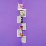 Usha Furniture Corner Mount Wall Shelves Zigzag Shape Rack Wooden Wall Shelf(Number of Shelves - 5, White)