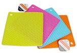HOME CUBE Multipurpose Square Heat Resistant Silicone Pot Holder, Jar Opener Trivet Spoon Rest Coasters - Set of 4 (Assorted Colors)
