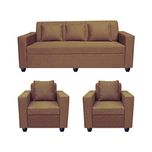 Bharat Lifestyle Lexus Fabric 3+1+1 Sofa Set Dark Brown