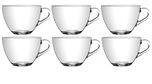 Transparent Round Glass Tea & Coffee Cups Mug Crystal Mugs (Set of 6)