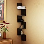 Artesia MDF Black Zigzag Wall Mount Floating Corner Wall Rack Shelves