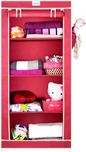 CbeeSo Carbon Steel Collapsible Wardrobe(Finish Color - Maroon)