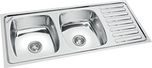 SINCORE KITCHEN SINK SATURN LARGE 45 in X 20 in X 7.5 in MATT FINISH DOUBLE BOWL WITH DRAINBOARD 304 GRADE STAINLESS STEEL LIFETIME GUARANTEE