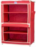 CbeeSo Steel Collapsible Shoe Stand(Maroon, 4 Shelves)
