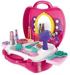 Smartcraft Girls Bring Along Beauty Suitcase Makeup Vanity Toy Set - 21 Pieces