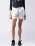 2GO Women White Solid Regular Fit Sports Shorts