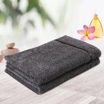 Story@Home 100% Cotton Soft Towel Set of 2 Pieces, 450 GSM - 2 Hand Towels - Charcoal Grey