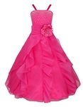 Sofyana Red Flower Girls Dress for Party and Wedding Floral Girl Dress Ball Gown Prom Formal Maxi Dress (10-11 Years, Pink)