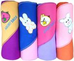 Brandonn Plain Single Hooded Baby Blanket Multicolor(AC Blanket, 4 blankets)