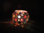 Gojeeva Festive Glass 1 - Cup Tealight Holder(Multicolor, Pack of 1)