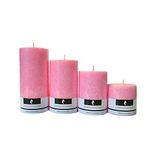 Lotus Scented Pillar Candles Set | Pink (Pack of 4) By | YesNo.in